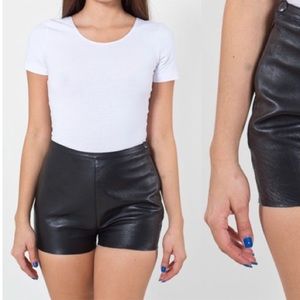 leather high waist shorts American Apparel black
